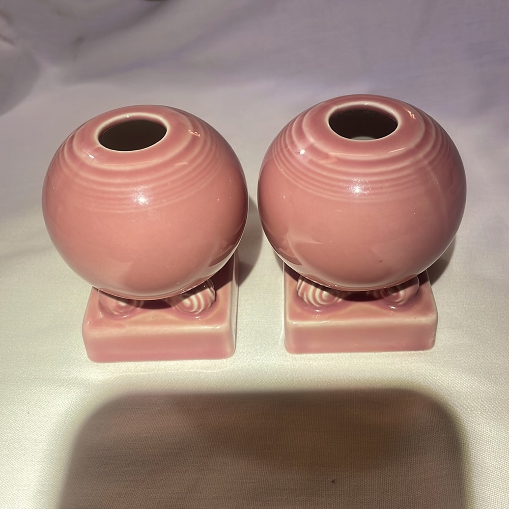 COPY - Fiestaware Rose Bulb Candle Holders Fiesta Retired Pink Round Set of 2